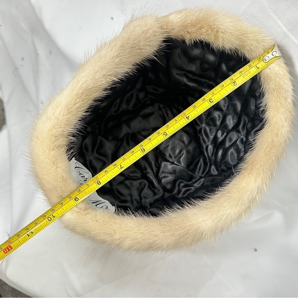 Carme Mir La Bisbal Pillbox Hat Mink Fur Blonde OS - Picture 11 of 13